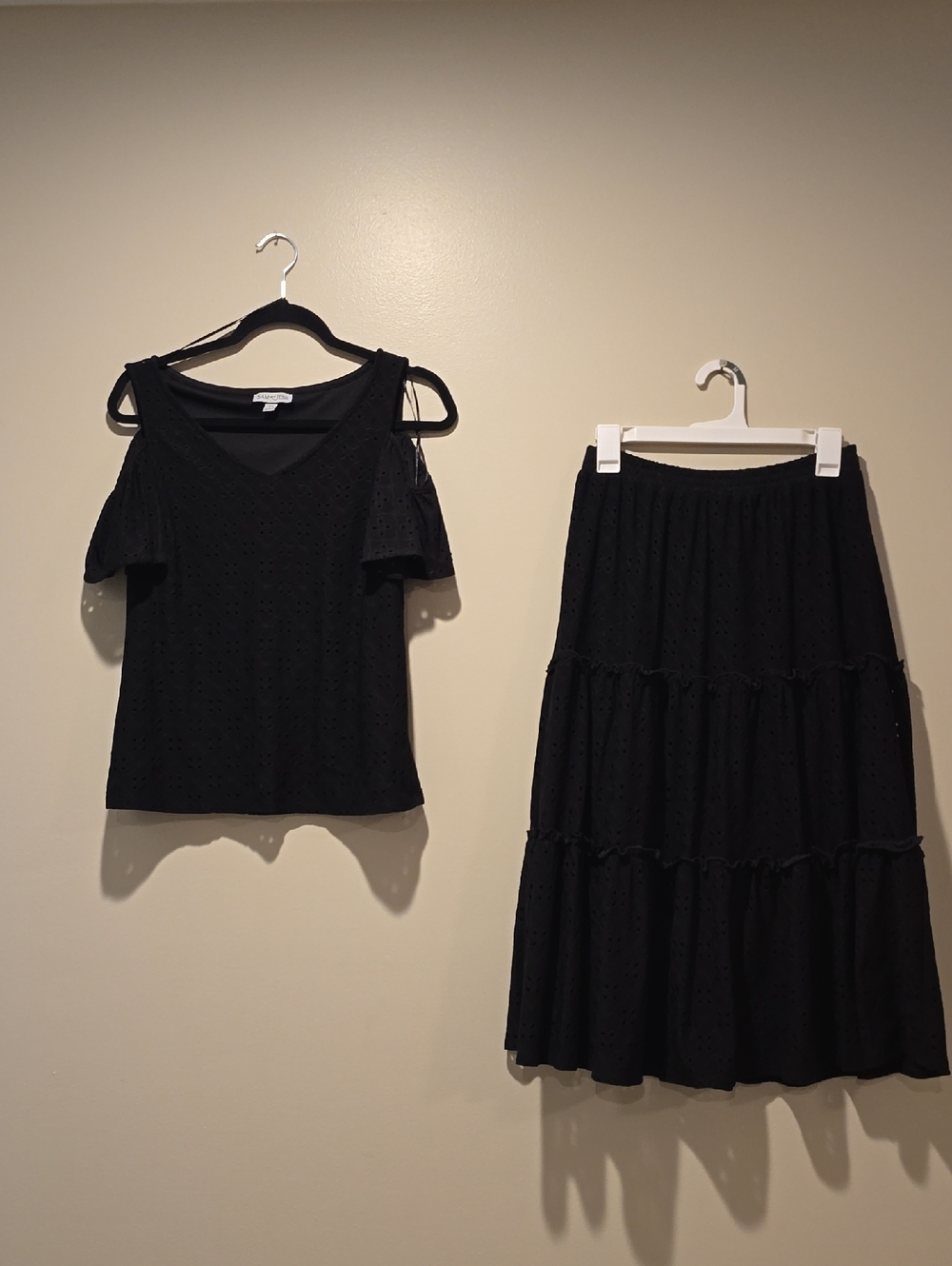 Black Eyelet Tiered Maxi Skirt - Women